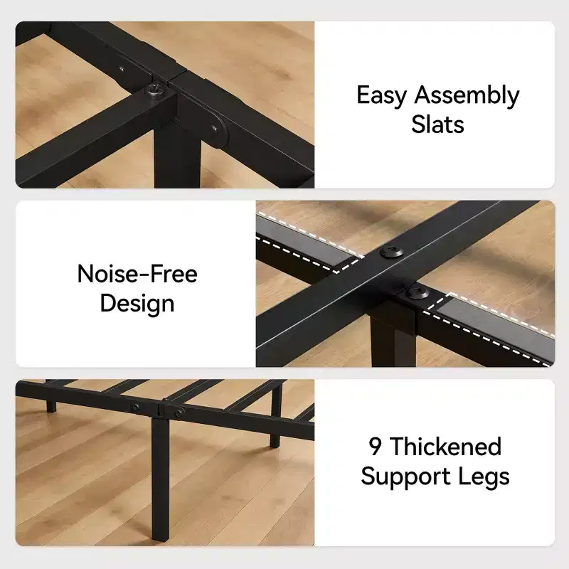 Dyonery Bed Frame with Upholstered Headboard,Metal Bed Frame with Footboard,Noise-Free,No Box Spring Needed,Easy Assembly