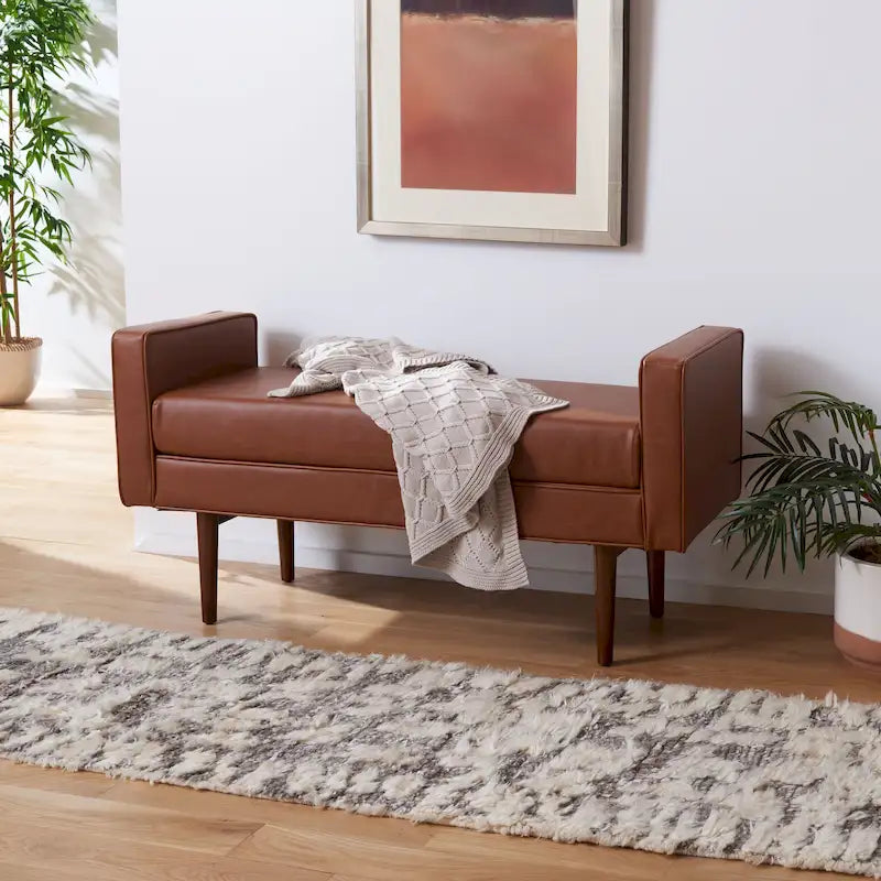 Mid-Century Modern 25-inch Bench - 49 W x 18 L x 25 H - 49Wx18Dx25H