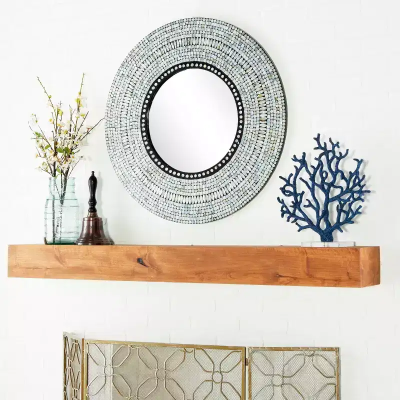 Wood Handmade Mosaic Wall Mirror - Olivia & May
