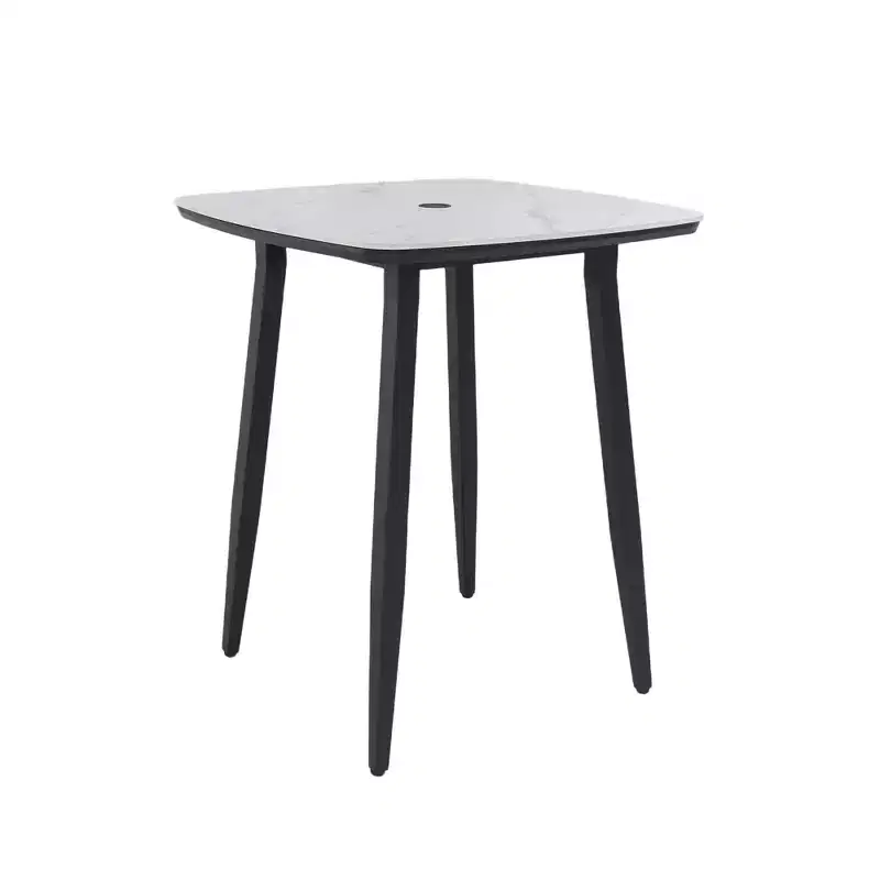 Christopher Knight Home Esther 35.4'' Square Aluminum Bar Table with Marble-Inspired Sintered Stone Top