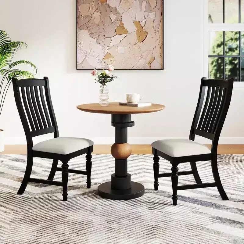 Costway Set of 2/4 Dining Chairs with Solid Wood Legs & Padded Seat Kitchen Side Chair White & Grey
