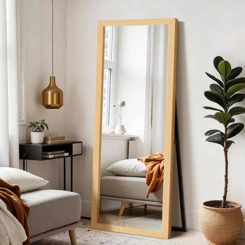 Wall Full Length Mirror Standing Mirror Full Body Large Floor Wall Door Bedroom Bathroom Living Room with Wooden Frame