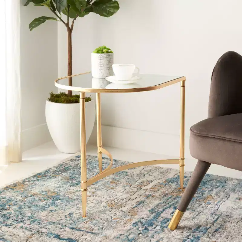 Nevin Accent Table - FOX2532A - Gold/Mirror - Safavieh Couture