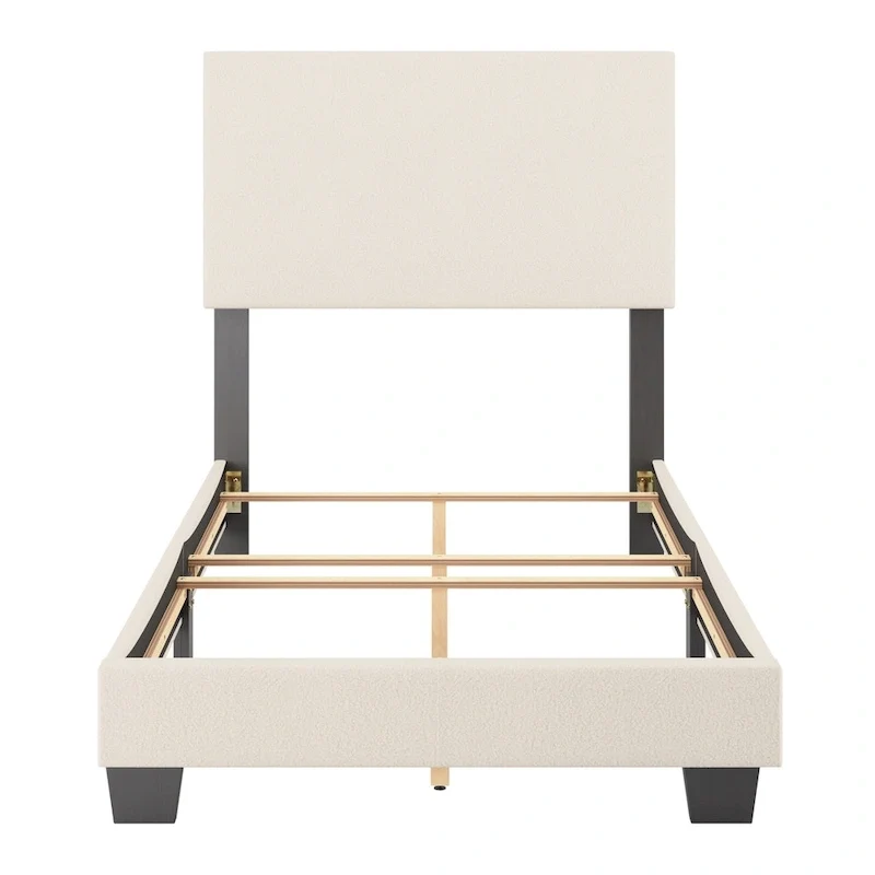 Nova Upholstered Modern Boucle Bed, Box Spring Required