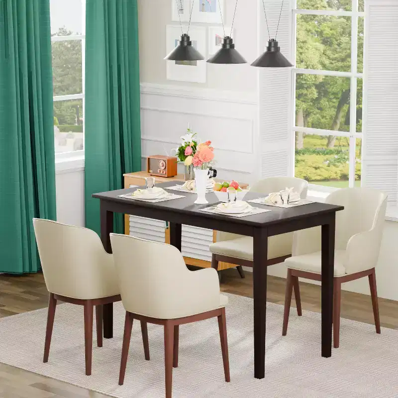 FDW Dining Table Kitchen Table for Small Spaces Rectangular Modern Design, Brown