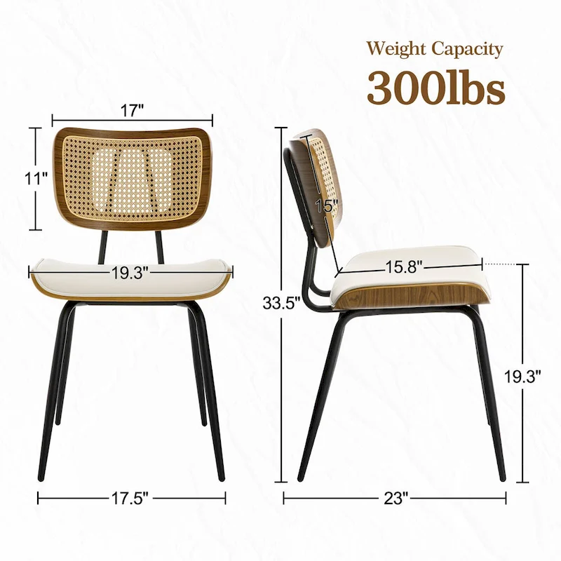 Faux Leather Upholstered Dining Chairs Set of 2/4 - 33.5 H x 17.5 W x 23 D
