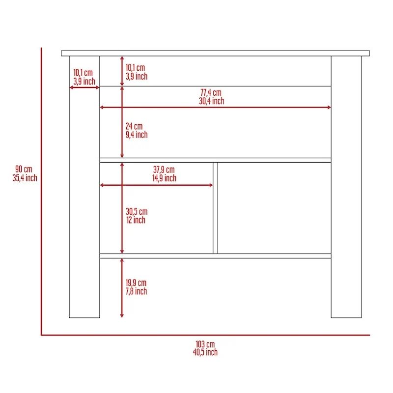 3-Shelf Kitchen Island White and Light Oak