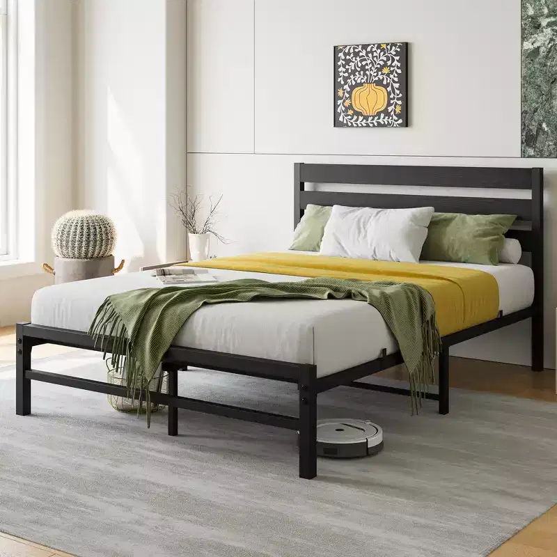 Queen/Full/Twin Size Metal Platform Bed Frame with Headboard, Slats Support -ModernLuxe