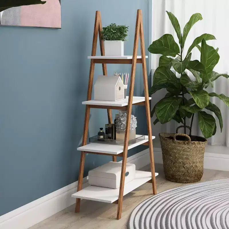 Bookshelf Wood a Shaped Frame Ladder Display Bookshelf Open Display Storage Ladder Shelf Plant Stand Storage Rack for Living Room