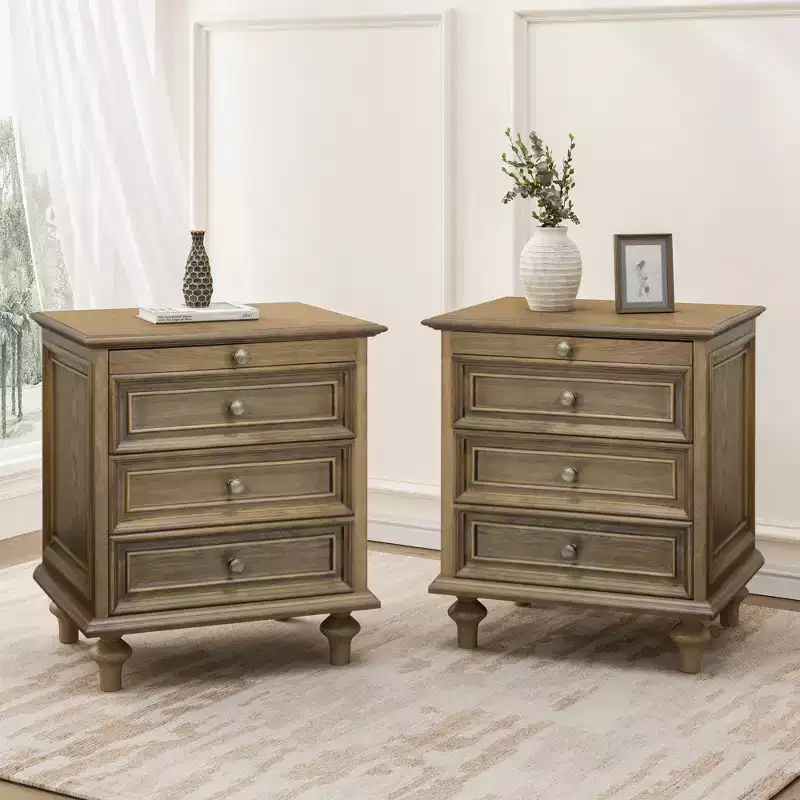 Farmhouse Rustic Farmhouse 2 Drawer Nightstand for Bedroom Living Room