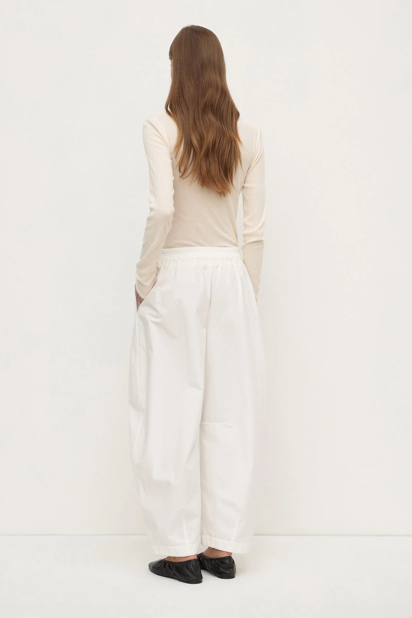 White Cotton Voluminous Barrel Leg Pant