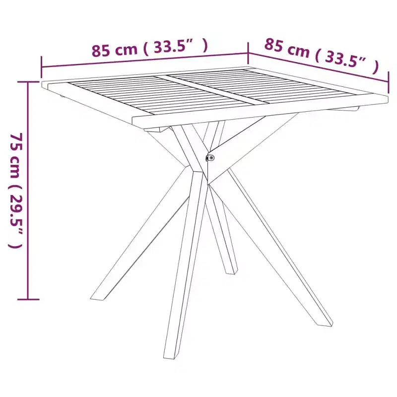 vidaXL Garden Table Natural Wood Solid Acacia Wood Medium - 33.5 x 33.5 x 29.5 Square