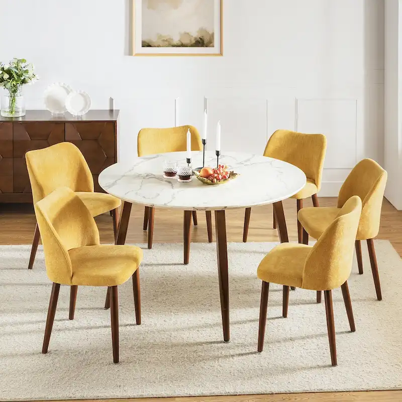 Melisa Upholstered Solid Wood Dining Chair Set of 6 by HULALA HOME