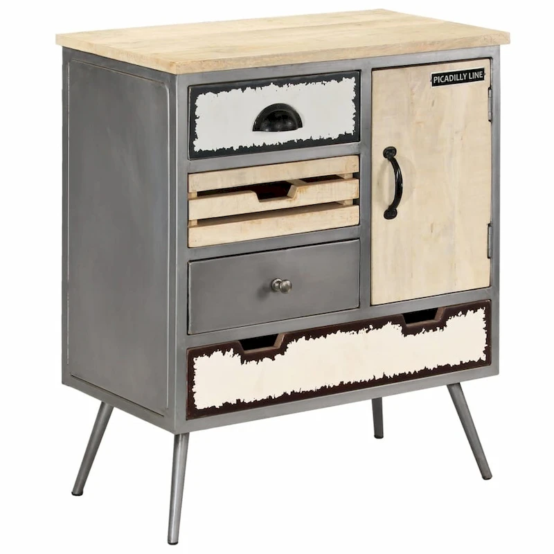 vidaXL Sideboard Solid Mango Wood and Steel 25.6x13x29.9