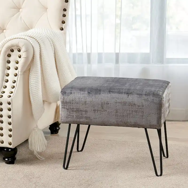 Textured Velvet Ottoman