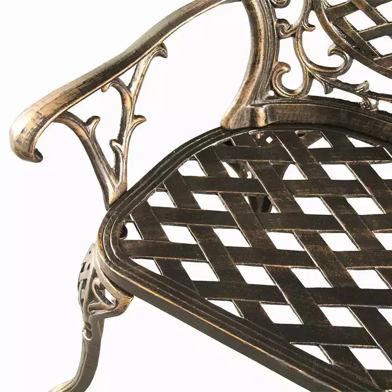 Ornate Traditional Aluminum Patio Bench - Bronze - Oakland Living: Cast Aluminum Loveseat for Porch or Garden