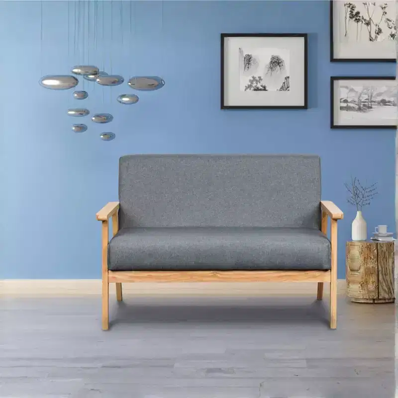 GDFStudio Irene Modern 45 Wooden Linen Upholstered Loveseat