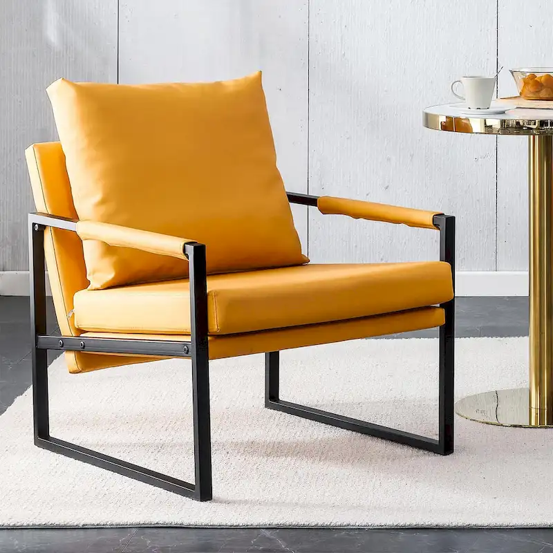 Ouyessir Set of 2 Modern Velvet Accent Chair Linen Sling ArmChair