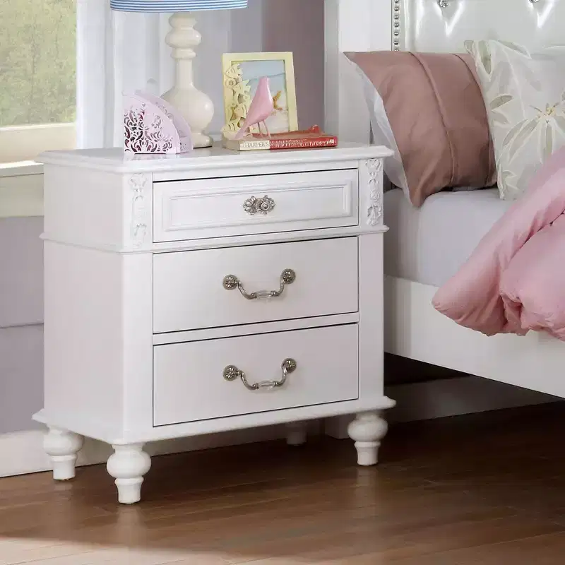 Kendalee 3 Drawers Nightstand with USB Ports White - HOMES: Inside + Out: Bedside Furniture, Antique Style
