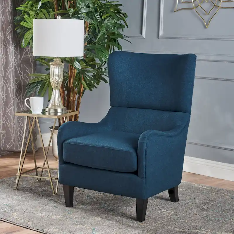 Contemporary Wingback Fabric Club Chair