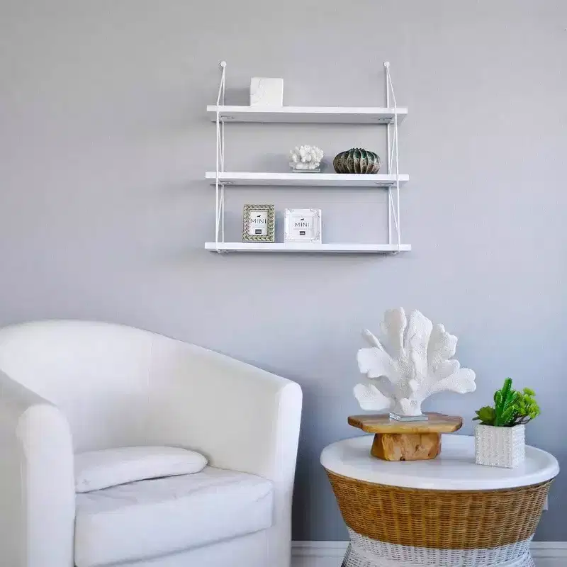 3 - Tier Display Wall Shelf Storage Rack Holder White Modern Home Office Organizer