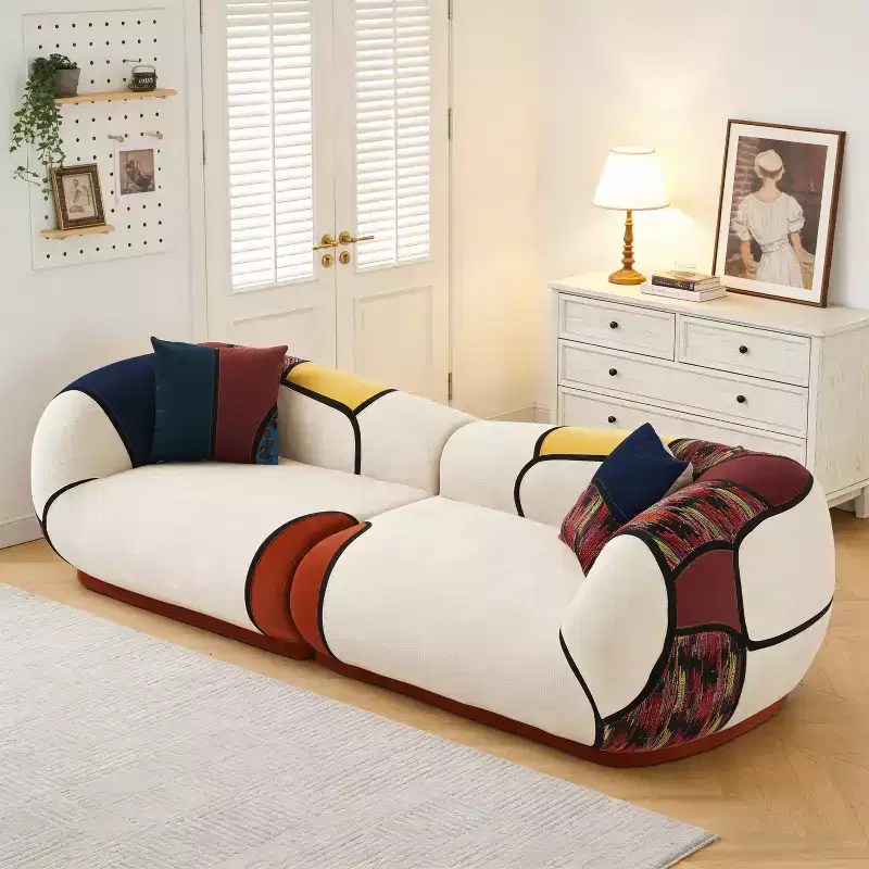 Dyonery 104-inch ultra-large modern curved sofa, sectional floor lounge sofa, equipped with cushions, no assembly required
