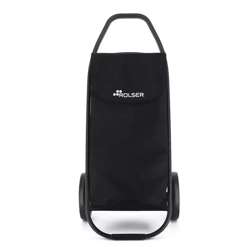 Rolser COM MF 2 Big Wheel Shopping Cart Black: Portable Foldable Grocery Cart with Built-In Handles, No Assembly Required