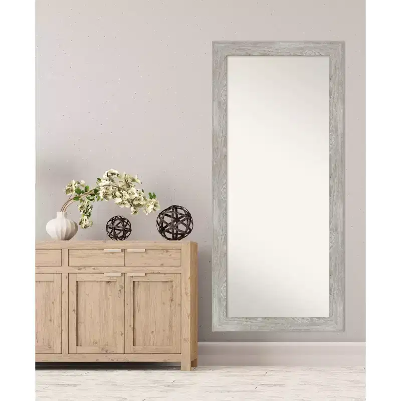 Dove Gray Rustic Wood Framed Full-Length Mirror, Wall Mount / Floor Lean, 30