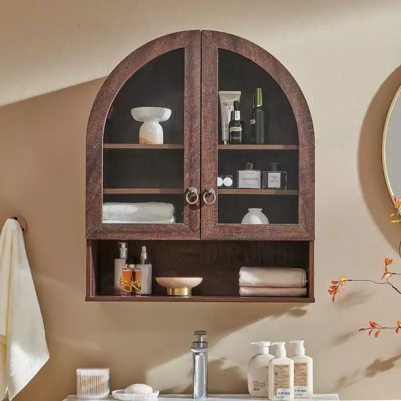 Arched Bathroom Wall Cabinet with Drawer, 28 Modern Medicine Cabinet with Adjustable Shelves, Over-Toilet Storage