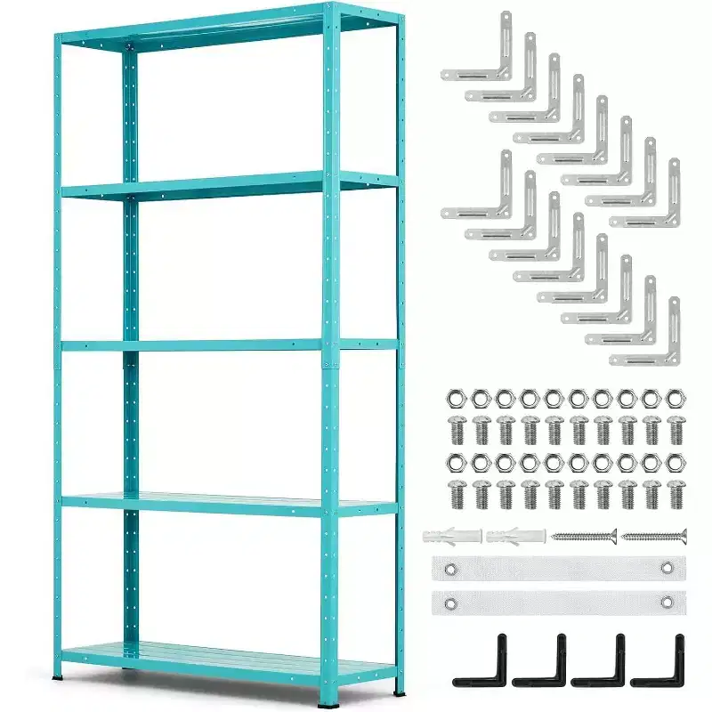 Heavy Duty 5-Tier Adjustable Metal Shelving Unit, 68H x 35W x 12D Steel Storage Rack, 500 lbs Capacity for Garage, Pantry, Kitchen, Closet