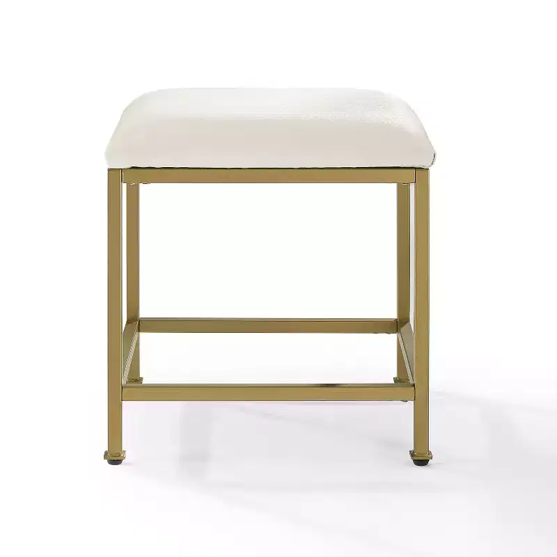 Aimee Vanity Stool Gold - Crosley: Modern Upholstered Faux Leather, Steel Frame, Padded Seat, 250 lb Capacity, 18.75" Height