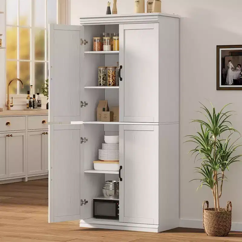 Tall Storage Cabinet, Freestanding Pantry Cabinet with Adjustable Shelves and Doors, 70-Inch Kitchen Cupboard