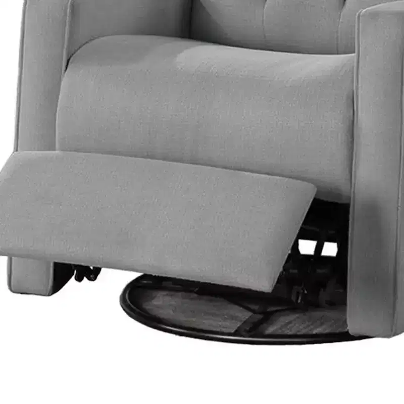 Swivel Glider Manual Recliner, Solid Wood, Classic Gray Burlap