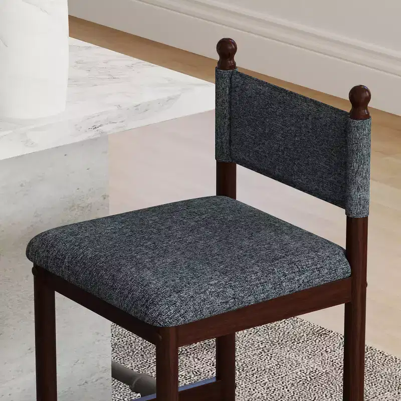 Bestier Upholstered Bar Stools with Fabric Backrest, Wooden Frame and Sturdy Legs,set of 2