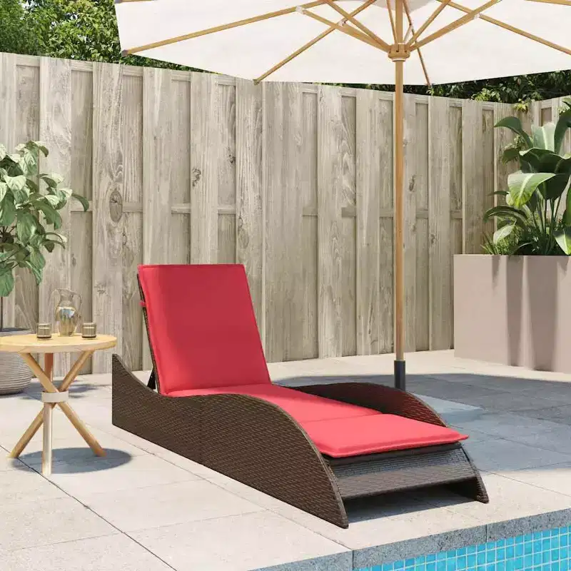 vidaXL Sun Lounger with Cushion 23.6x80.7x28.7 Poly Rattan