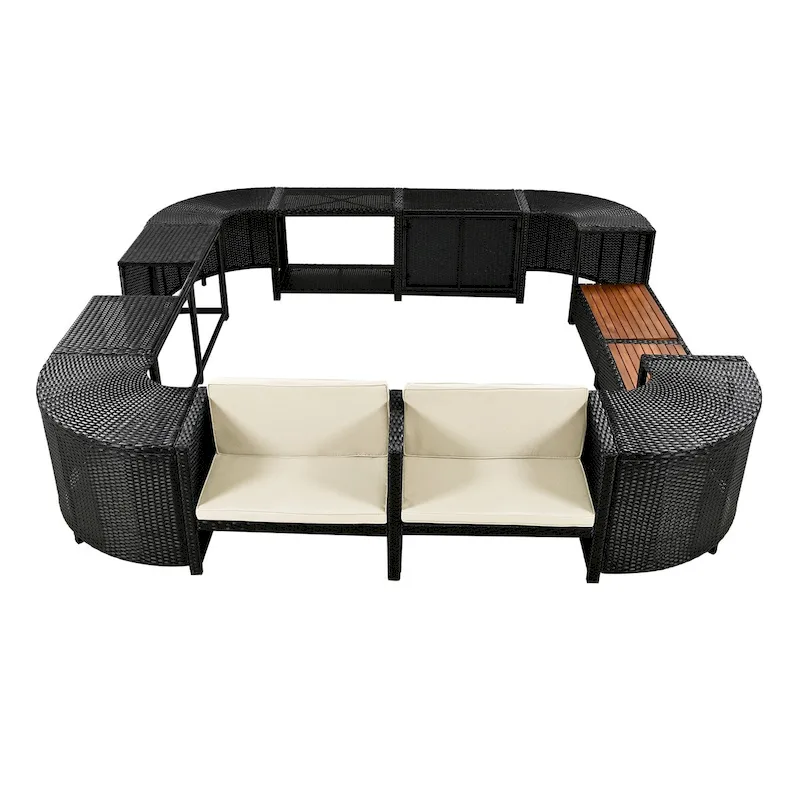 Quadrilateral Outdoor Rattan Sectional Sofa Set