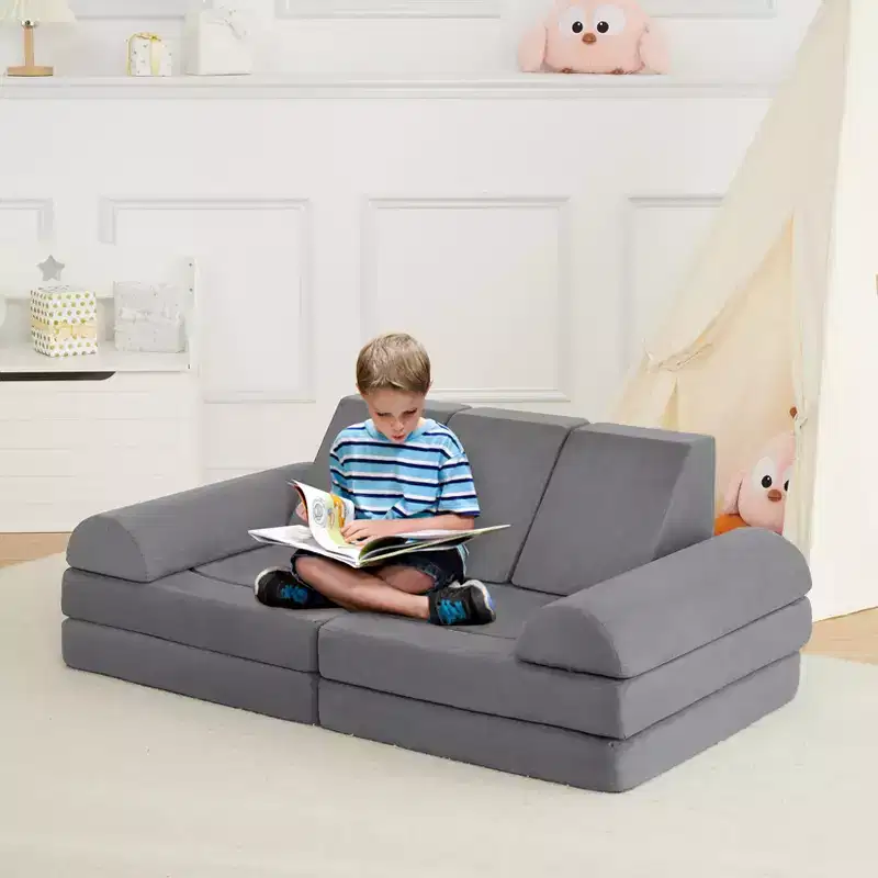 Play Couch, 10pcs Modular Couch  Toddler Foam Sofa with High-Density Sponge for Playing, Creating, Sleeping, Imaginative Kids Furniture