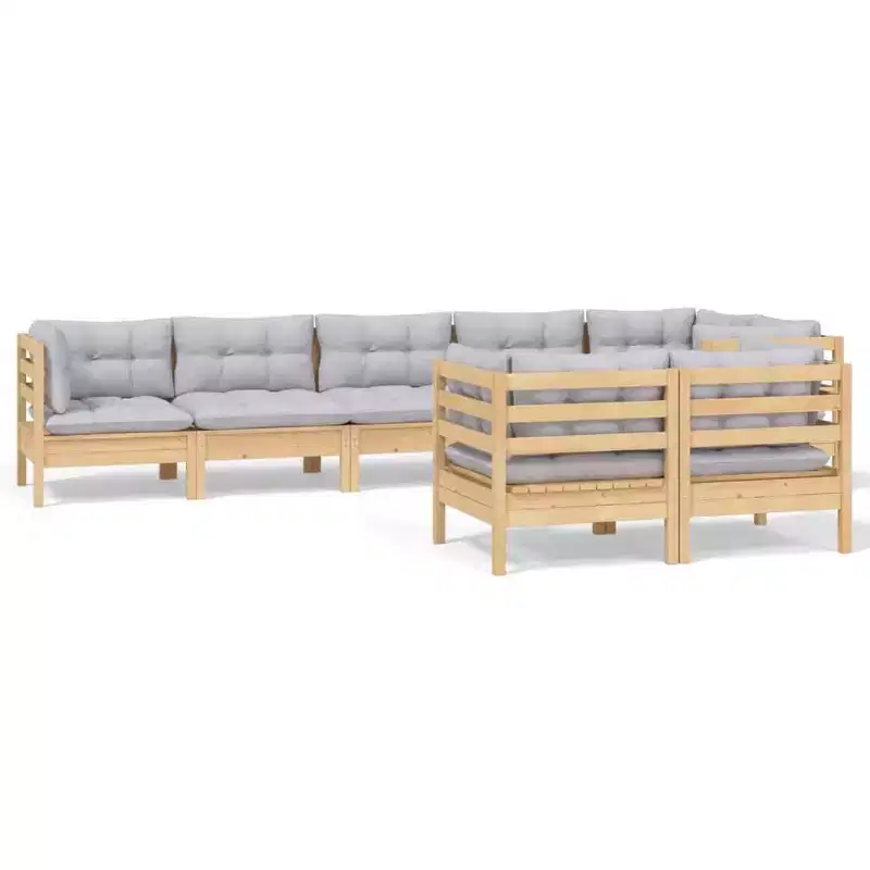 vidaXL Patio Lounge Set - Solid Pinewood with Cushions in Different Colors