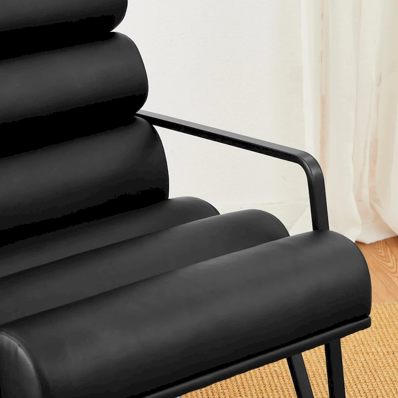 Glitzhome 26.75W Modern Comfy PU Leather Accent Chair with Metal Frame