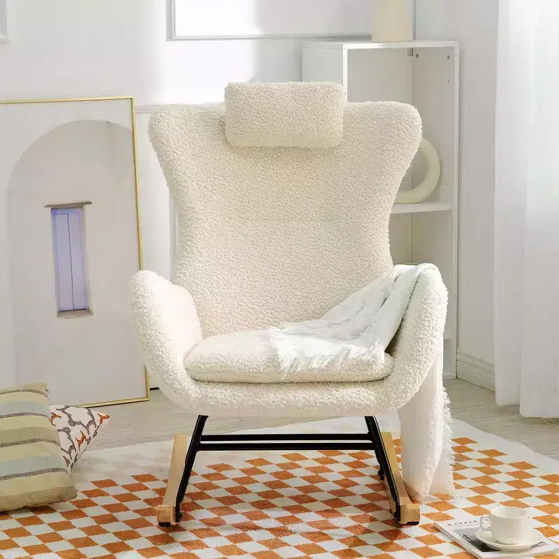 Tufted Rocking Chair with Rubber Legs