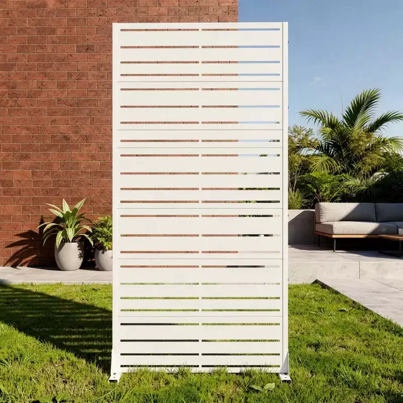 MAYEERTY Benjamin Wide-Narrow A Louvered White Galvanized Steel Room Divider, 72x35x16, 6-Piece Modern Home Screen