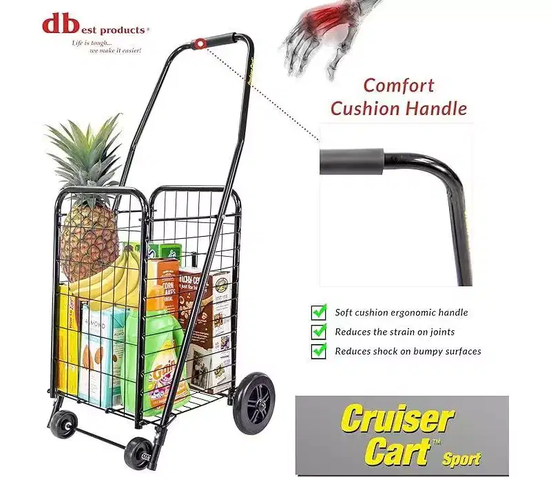 Lightweight Collapsible Sport Shopping Grocery Folding Laundry Cart with Wheels