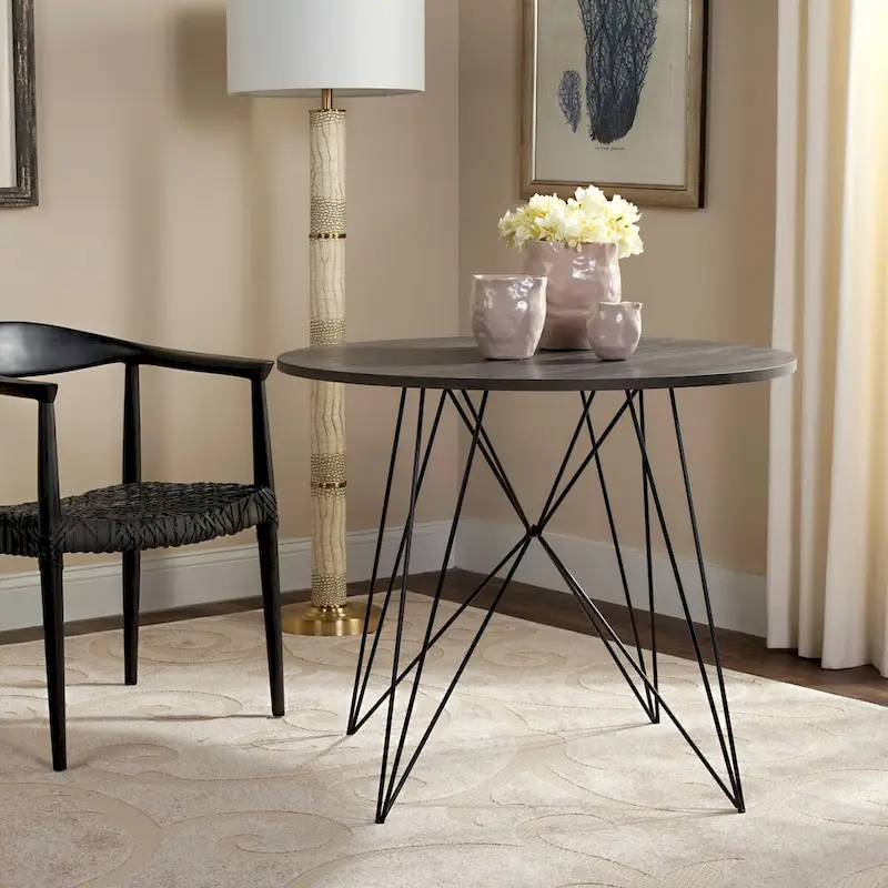 SAFAVIEH Zorana Dark Grey / Black Round Dining Table - 35.4  x 35.4  x 29.5  - 35Wx35Dx30H