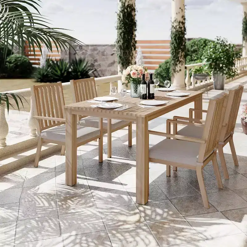 Heynemo 5 Pieces Patio Dining Sets, Aluminum Outdoor Dining Table with 4 Chairs & Removable Cushion for Lawn, Garden, Backyard
