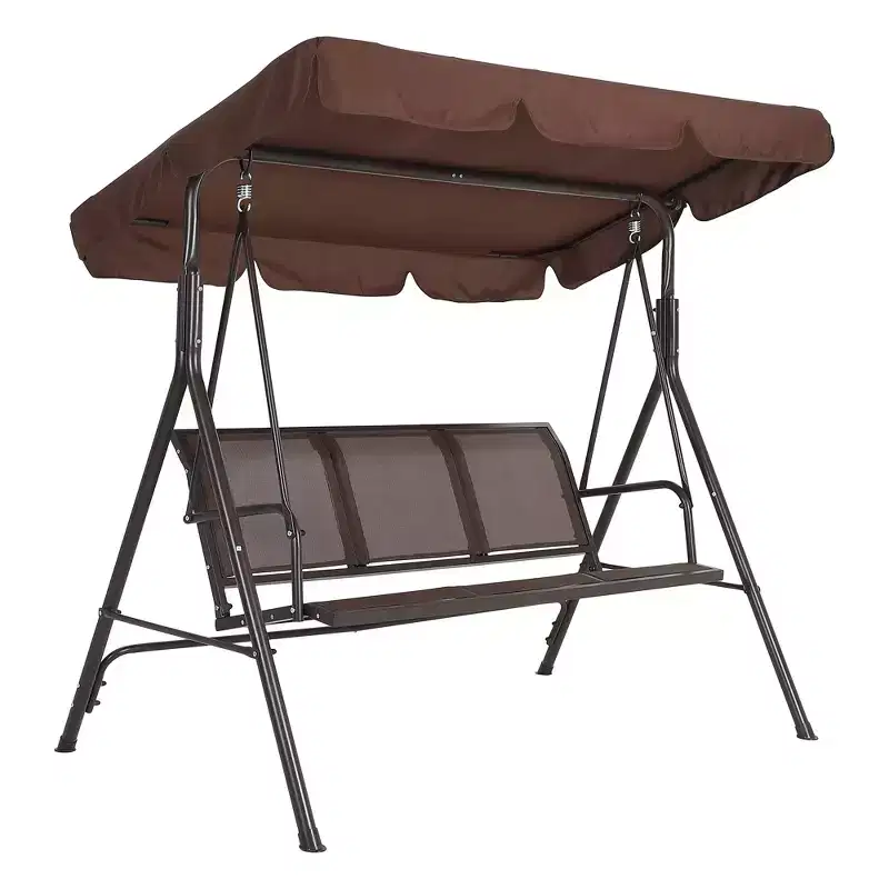 Heavy-Duty 3-Seat Outdoor Patio Swing Chair with Adjustable Canopy, Waterproof & UV Resistant, Non-Slip Feet & Strong Spring Hooks, Perfect for Patio