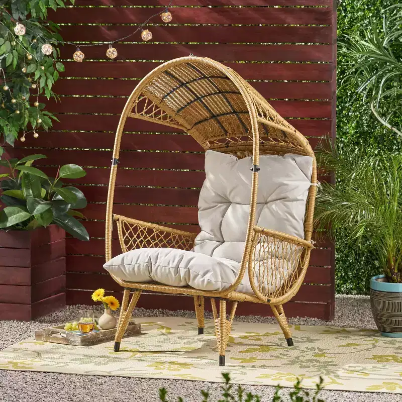 Christopher Knight Home Didier Farmhouse Iron and Faux Rattan Patio Standing with Basket Design