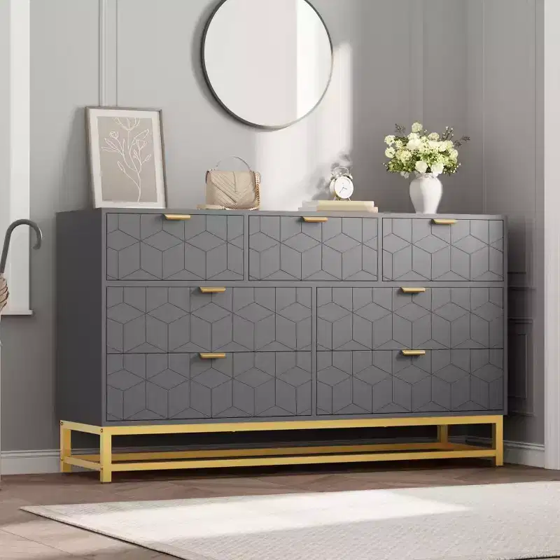 53.5 7-Drawer Dresser with Metal Legs, Modern Chest Organizer for Bedroom, Living Room, Entryway