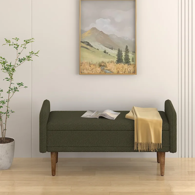 Modem Design Teddy Velvet Storage Stool,Bedroom Benches