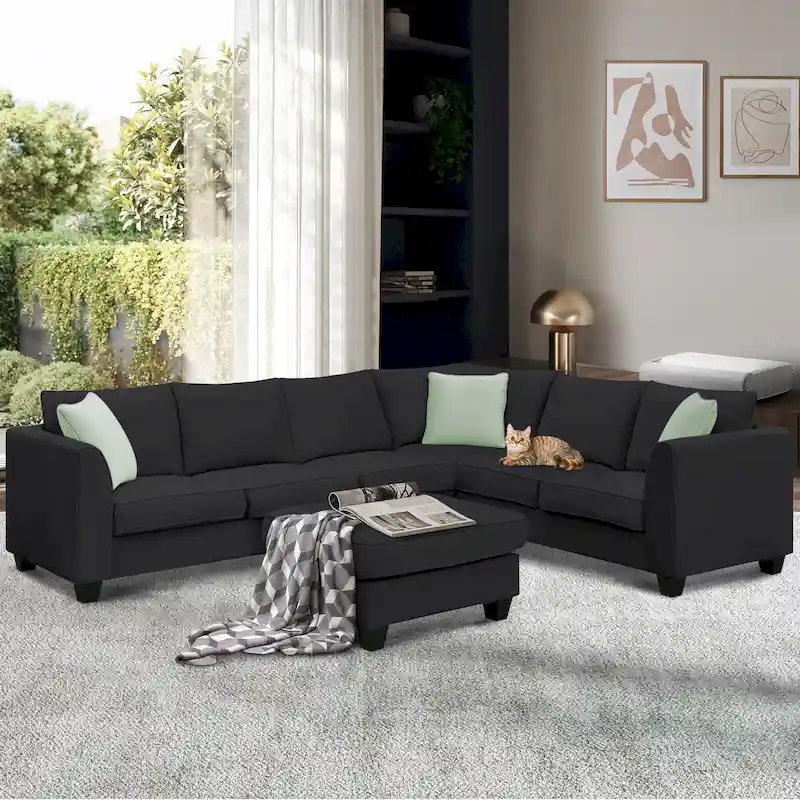 Modern Sectional Sofa with Ottoman, Modular, Spacious