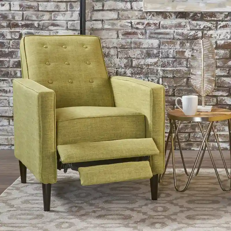 Mervynn Mid-Century Modern Button Tufted Fabric Recliner by Christopher Knight Home